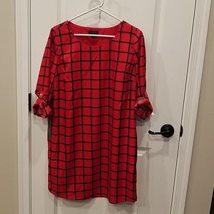 Limited red plaid silk dress